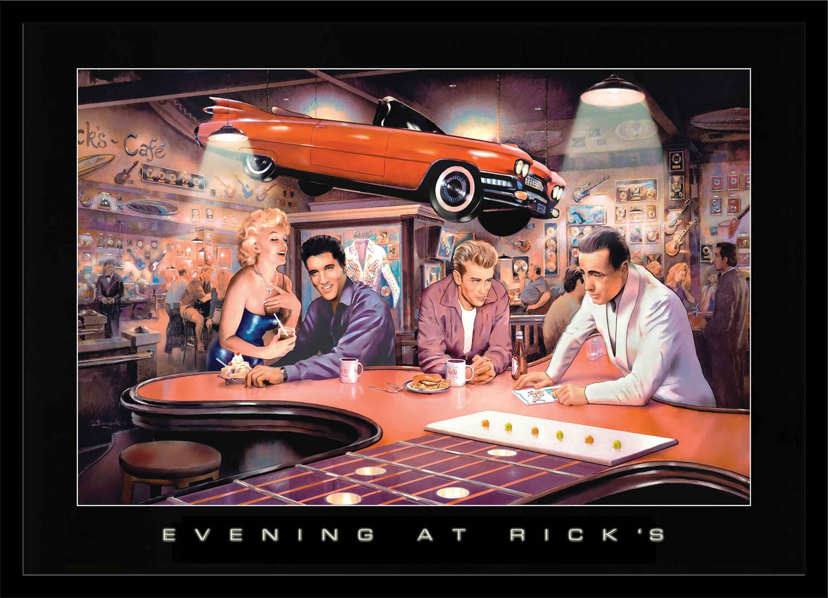 Evening’s at Rick’s by e Bungarda Evening at Ricks Poster - Vintage College Decor (George