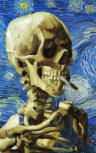 Smokey Night Portrait- Van Gogh Mash Up Canvas