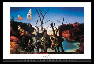 Dali Swans Reflecting Elephants Poster of surrealist artist Salvador Dali's Painting 1937 Poster