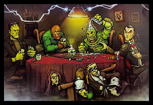 Monsters Playing Poker Poster