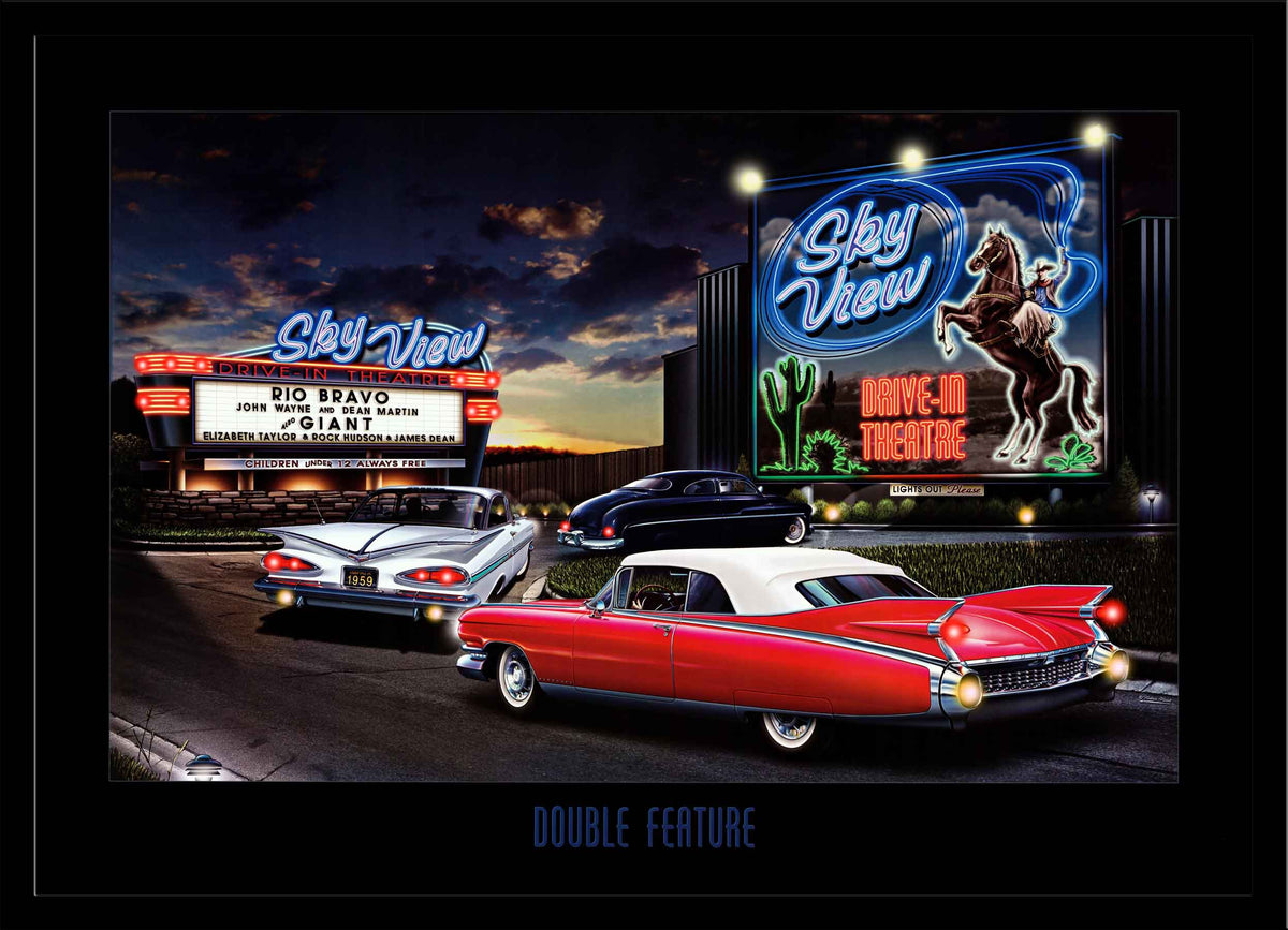 Double Feature Sky View Drive In by Electric Art Gallery – Poster Shoppe