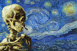 Smokey Night Landscape- Van Gogh Mash Up Canvas