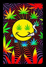Load image into Gallery viewer, Happy Weed Blacklight - Flocked Blacklight Poster

