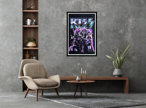 Kiss Blue Lightening - Flocked Blacklight Poster