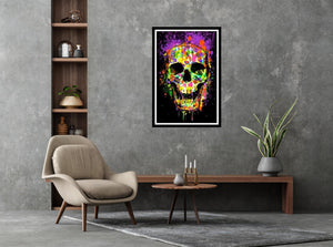 Splatter Skull- Non Flocked Blacklight Poster