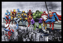 Load image into Gallery viewer, Superheroes Lunch on a Skyscraper Poster
