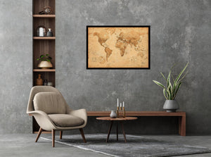 World Map - Vintage Look With Current Info Poster