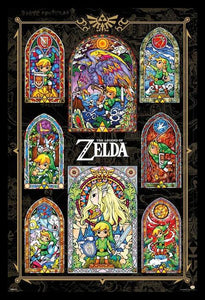 Zelda - Black Stained Glass Collage Poster