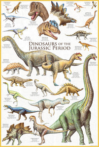 Dinosaurs Jurassic Chart Poster - Rolled