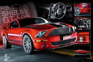 Red Mustang Poster - Rolled