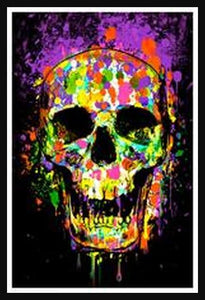 Splatter Skull Blacklight Poster - Mall Art Store