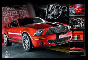 Red Mustang Poster - Black